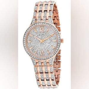 Bulova Phantom Rose Gold Tone Crystal Encrusted Ladies Watch